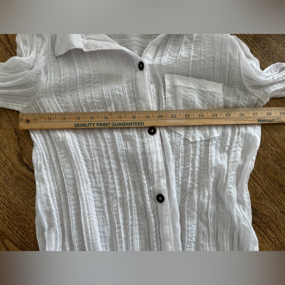 Mynah Swim Coverup Women’s  Small Long Sleeve Sheer White Button Up Dress - Picture 4 of 4
